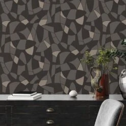 A.S. Creation Papier Peint Design Vintage Noir Beige - Papier Peint Intissé Chambre