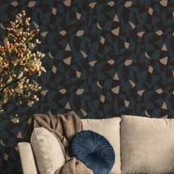 A.S. Creation Papier Peint Design Bleu Noir Beige Vintage - Papier Peint Intissé Cuisine