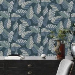 A.S. Creation Vintage Papier Peint Jungle Plantes Feuilles Bleu Vert Papier Peint Intissé -A.S. Creation Soldes as creation tapete antigua 390944 ambiente3