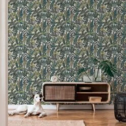 A.S. Creation Jungle Papier Peint Feuilles Plantes Vert Bleu Blanc - Modèle Papier Peint Intissé