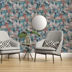 A.S. Creation Jungle Papier Peint Vert Bleu - Plantes Feuilles Papier Peint Intissé Style Français