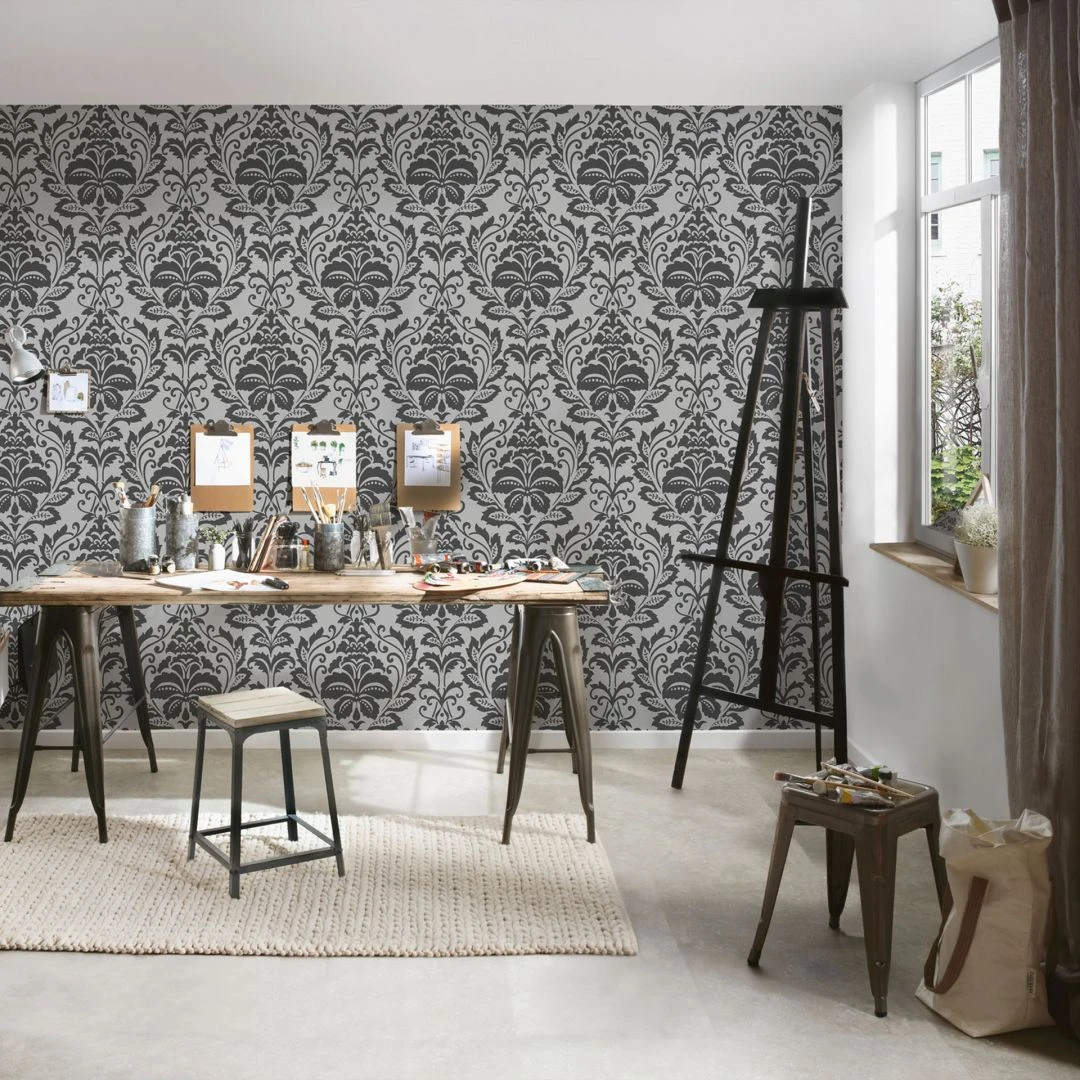 A.S. Creation A.S. Création Attractive Papier Peint Intissé Baroque - Argent 4 A.S. Creation A.S. Création Attractive Papier Peint Intissé Baroque - Argent – Image 4