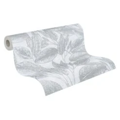 A.S. Creation A.S. Création Attractive Papier Peint Intissé Fleuris - Argent