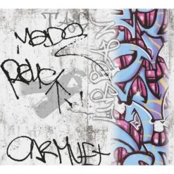 A.S. Creation A.S Créations Boys & Girls 6 Papier Peint Graffiti, Gris, Bleu, Rouge