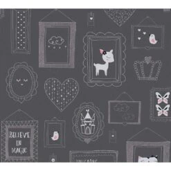 A.S. Creation A.S Créations Boys & Girls 6 Papier Peint Pour Chambre D´enfant, Gris, Argent, Rosa