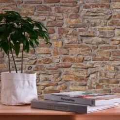 A.S. Creation Papier Peint Pierre Naturelle Beige Jaune - Papier Peint Intissé Mur Pierre Marron - Papier Peint Industriel -A.S. Creation Soldes as creation tapete bricks stones 388151 ambiente