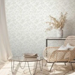 A.S. Creation Subtil Motif Floral Vert Blanc - Papier Peint Fleuri