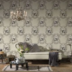 A.S. Creation A.S Création Hermitage 10 Papier Peint Baroque - Papier Peint Avec Des Animaux Gris, Crème -A.S. Creation Soldes as creation tapete hermitage 10 335431 ambiente1
