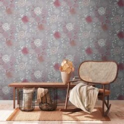 A.S. Creation Papier Peint Floral Gris Blanc - Papier Peint Floral Abstrait - Papier Peint De Salon Naturel