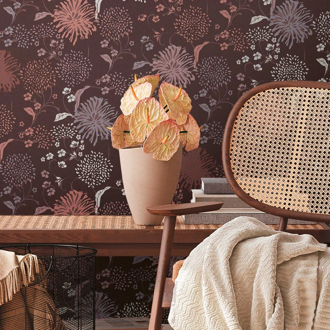 A.S. Creation Papier Peint Fleur Rouge Violet - Papier Peint Floral Feuilles - Papier Peint Nature Abstrait 5 A.S. Creation Papier Peint Fleur Rouge Violet - Papier Peint Floral Feuilles - Papier Peint Nature Abstrait – Image 5