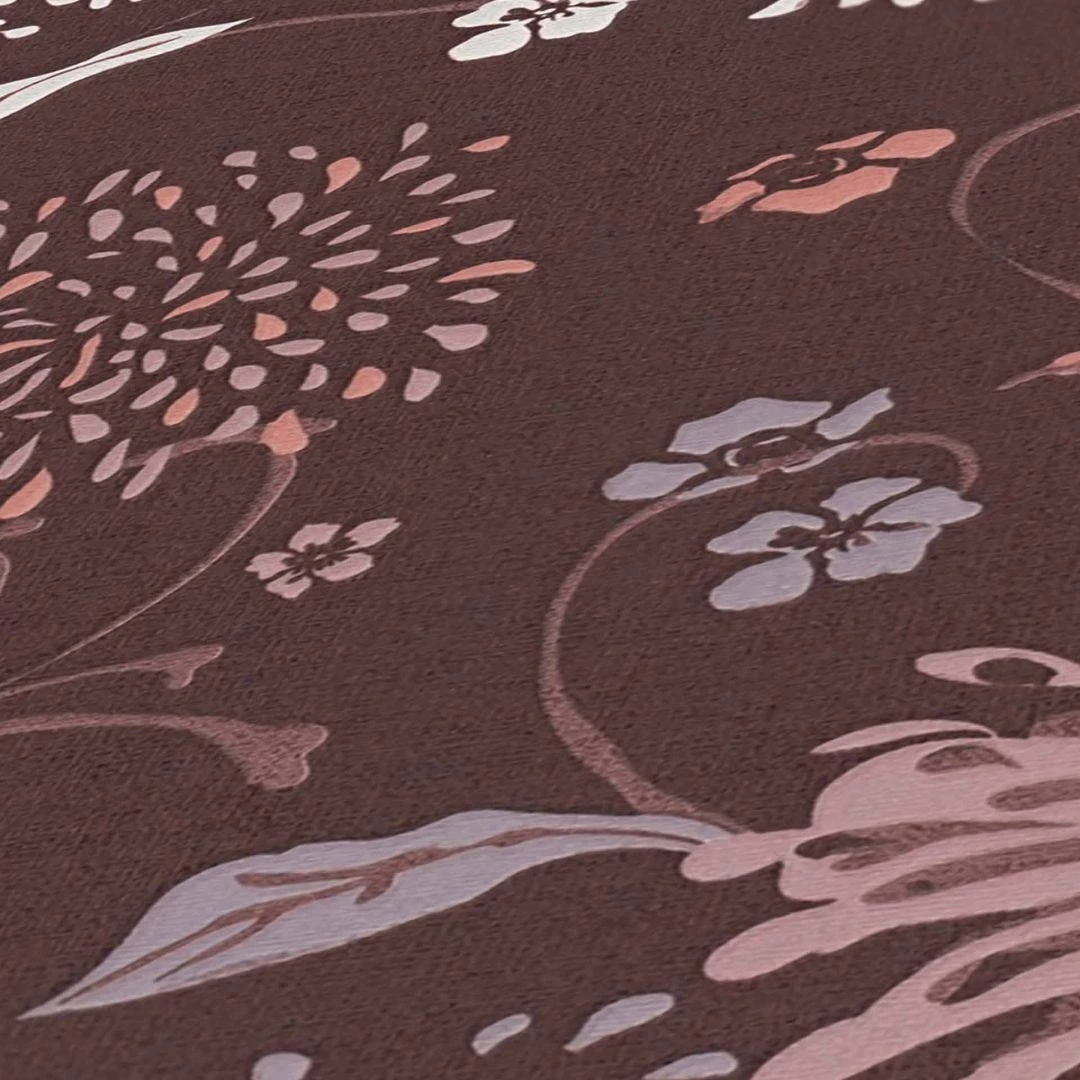 A.S. Creation Papier Peint Fleur Rouge Violet - Papier Peint Floral Feuilles - Papier Peint Nature Abstrait 4 A.S. Creation Papier Peint Fleur Rouge Violet - Papier Peint Floral Feuilles - Papier Peint Nature Abstrait – Image 4