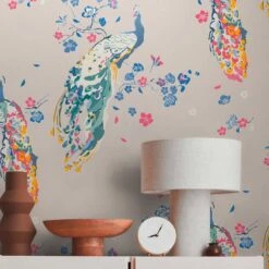 A.S. Creation Papier Peint Floral Gris Bleu - Papier Peint Floral Avec Oiseaux - Papier Peint Intissé Paon -A.S. Creation Soldes as creation tapete house of turnowsky 389064 ambiente 3