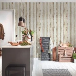 A.S. Creation A.S. Création Il Decoro Papier Peint Effet Bois - Crème -A.S. Creation Soldes as creation tapete il decoro 368931 ambiente