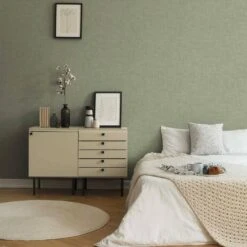 A.S. Creation Papier Peint Aspect Plâtre Vert - Papier Peint Uni Avec Texture - Papier Peint Texturé