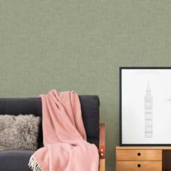 A.S. Creation Papier Peint Aspect Plâtre Vert - Papier Peint Uni Avec Texture - Papier Peint Texturé -A.S. Creation Soldes as creation tapete jade 395037 ambiente1