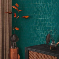 A.S. Creation Papier Peint Intissé Avec Motif à Lignes Bleu Or - Papier Peint à Motifs Graphiques Ligné -A.S. Creation Soldes as creation tapete jade 395064 ambiente 1