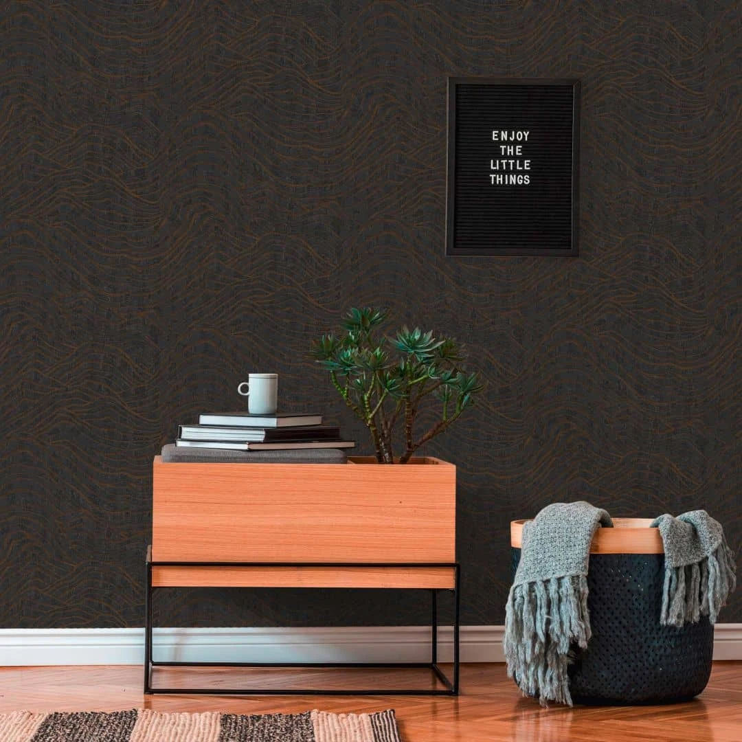 A.S. Creation Papier Peint 3D Avec Vagues Noir Argenté - Papier Peint à Motifs Effet Métallique - Papier Peint Intissé Moderne 1 A.S. Creation Papier Peint 3D Avec Vagues Noir Argenté - Papier Peint à Motifs Effet Métallique - Papier Peint Intissé Moderne