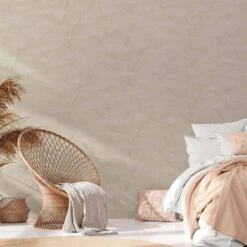 A.S. Creation Papier Peint Mural Salon Forêt Beige - Papier Peint Vintage Arbres - Papier Peint Intissé Nature -A.S. Creation Soldes as creation tapete nara 387414 ambiente2