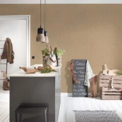 A.S. Creation Papier Peint Design Beige Marron Jaune - Papier Peint Intissé Moderne - Papier Peint Mural