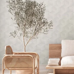 A.S. Creation Papier Peint Durable 3D Illusion - Papier Peint Rétro De A.S. Création Gris Blanc 385062 -A.S. Creation Soldes as creation tapete natural living 385062 ambiente2