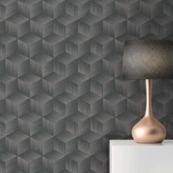 A.S. Creation Papier Peint 3D Durable - Papier Peint Intissé Graphique De A.S. Création Noir Gris 385064