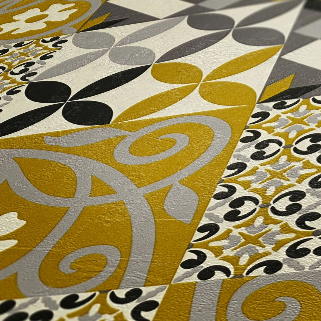 A.S. Creation A.S. Création New Life Papier Peint Effet Carrelage , Noir, Jaune 3 A.S. Creation A.S. Création New Life Papier Peint Effet Carrelage , Noir, Jaune – Image 3