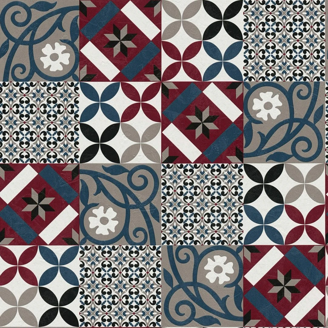 A.S. Creation A.S. Création New Life Papier Peint Effet Carrelage , Noir, Rouge 2 A.S. Creation A.S. Création New Life Papier Peint Effet Carrelage , Noir, Rouge – Image 2