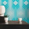 A.S. Creation Papier Peint Rétro Bleu Turquoise - Papier Peint Intissé Vintage Abstrait - Papier Peint à Motifs Structurés