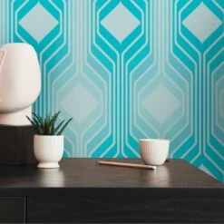 A.S. Creation Papier Peint Rétro Bleu Turquoise - Papier Peint Intissé Vintage Abstrait - Papier Peint à Motifs Structurés