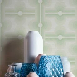 A.S. Creation Papier Peint Intissé Vintage Vert Crème - Papier Peint à Motifs Rétro Graphique -A.S. Creation Soldes as creation tapete retro chic 395331 ambiente