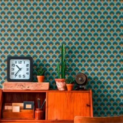 A.S. Creation Papier Peint Vintage Abstrait Bleu Marron - Papier Peint Intissé Rétro Graphique - Papier Peint à Motifs -A.S. Creation Soldes as creation tapete retro chic 395383 ambiente3