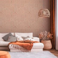 A.S. Creation Papier Peint Carrelé Rose Crème - Papier Peint Aspect Carrelage - Papier Peint Intissé Salon Bureau Cuisine -A.S. Creation Soldes as creation tapete terra 389213 ambiente 2