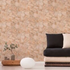 A.S. Creation Papier Peint Pierre Beige Crème - Papier Peint Effet Pierre - Papier Peint Intissé Couloir Chambre à Coucher