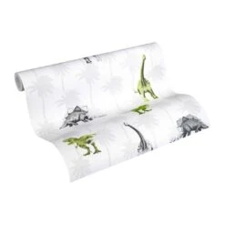 A.S. Creation A.S. Création Little Stars Papier Peint Enfant - Papier Peint De Dinosaure Vert, Gris