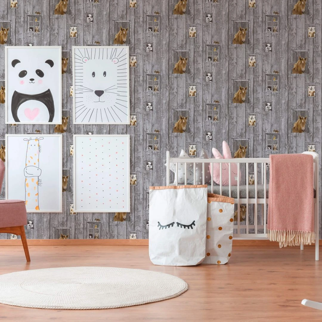 A.S. Creation A.S. Création Little Stars Papier Peint Effet Bois - Papier Peint Enfant Gris, Brun 4 A.S. Creation A.S. Création Little Stars Papier Peint Effet Bois - Papier Peint Enfant Gris, Brun – Image 4