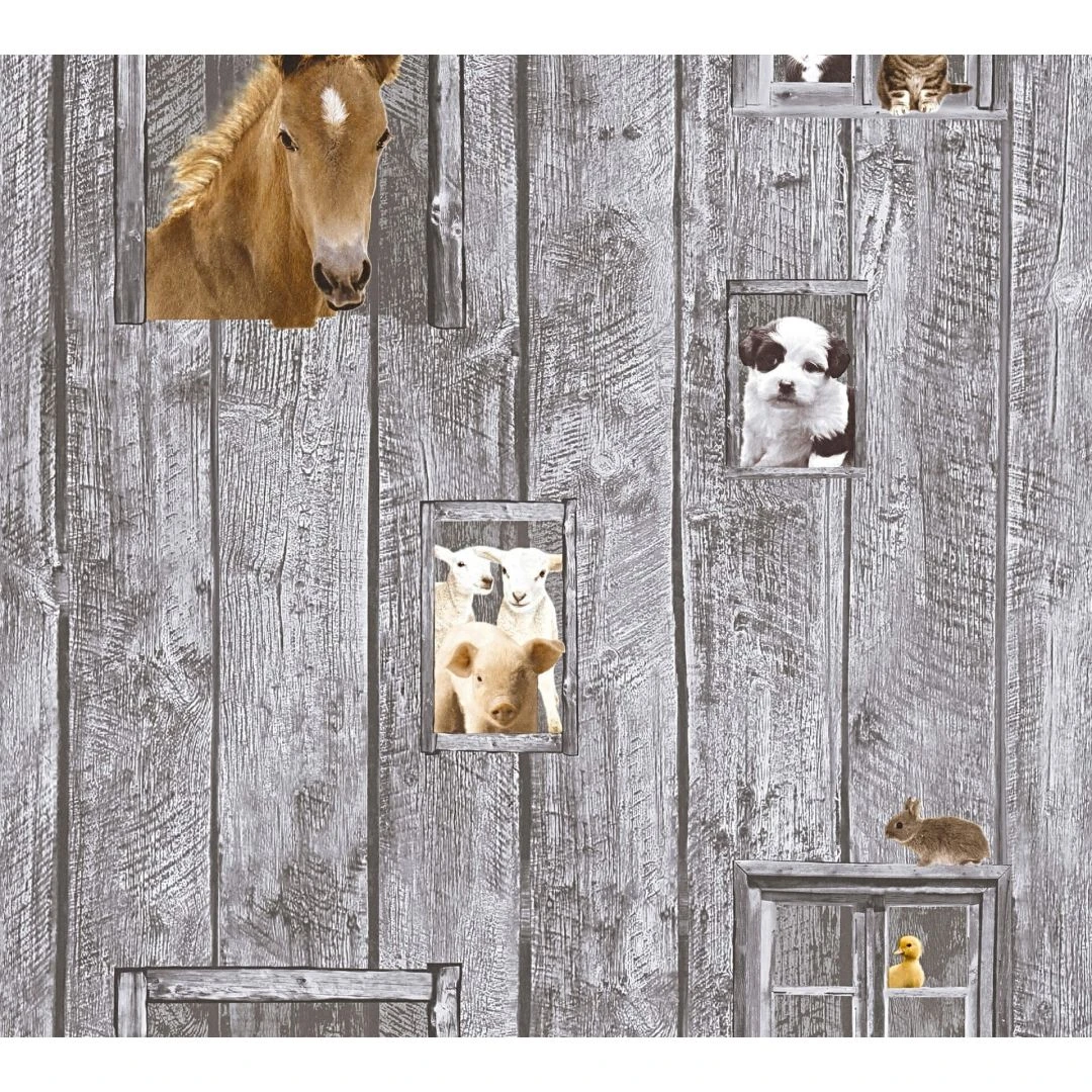 A.S. Creation A.S. Création Little Stars Papier Peint Effet Bois - Papier Peint Enfant Gris, Brun 2 A.S. Creation A.S. Création Little Stars Papier Peint Effet Bois - Papier Peint Enfant Gris, Brun – Image 2