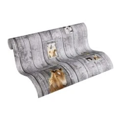 A.S. Creation A.S. Création Little Stars Papier Peint Effet Bois - Papier Peint Enfant Gris, Brun