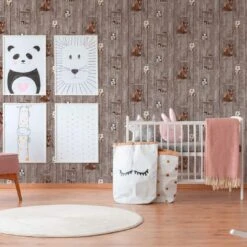 A.S. Creation A.S. Création Little Stars Papier Peint Effet Bois - Papier Peint Enfant Brun, Blanc -A.S. Creation Soldes as creation vliestapete little stars 358422 ambiente