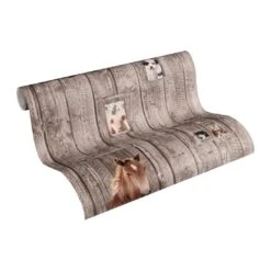 A.S. Creation A.S. Création Little Stars Papier Peint Effet Bois - Papier Peint Enfant Brun, Blanc