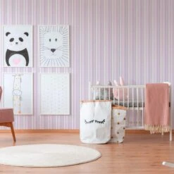 A.S. Creation A.S. Création Little Stars Papier Peint à Rayures - Rosé, Argent -A.S. Creation Soldes as creation vliestapete little stars 358494 ambiente