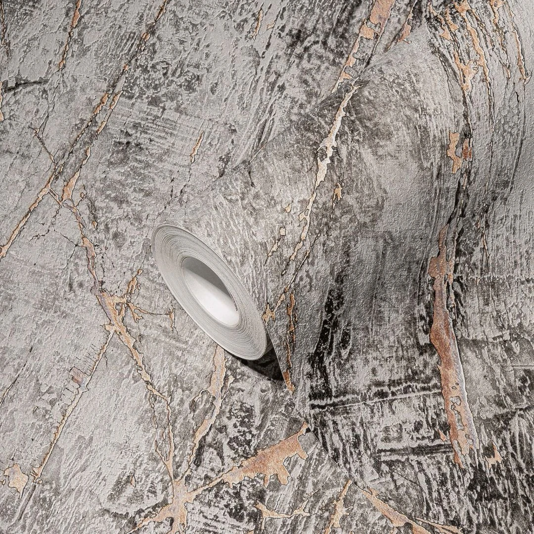 A.S. Creation A.S. Création Vliestapete The BOS - Papier Peint Marbré Gris, Noir, Or Rose, Métallique 2 A.S. Creation A.S. Création Vliestapete The BOS - Papier Peint Marbré Gris, Noir, Or Rose, Métallique – Image 2