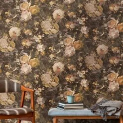 A.S. Creation A.S. Création Papier Peint Intissé The BOS - Papier Peint à Fleurs Jaune, Oran, Marron, Vertge