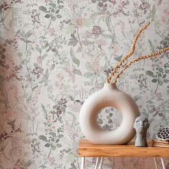 A.S. Creation A.S. Création Papier Peint Intissé The BOS - Papier Peint Fleuri Jungle Blanc, Vert, Violet, Rose