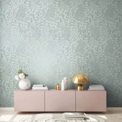 A.S. Creation A.S. Création Papier Peint Intissé The BOS - Papier Peint Fleuri Bleu Menthe, Argenté