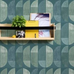 A.S. Creation A.S. Création Geo Nordic Papier Peint Géométrique, Bleu, Vert -A.S. Creation Soldes private walls tapete geo nordic 375313 ambiente1