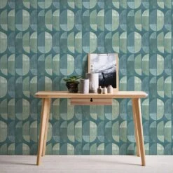 A.S. Creation A.S. Création Geo Nordic Papier Peint Géométrique, Bleu, Vert -A.S. Creation Soldes private walls tapete geo nordic 375313 ambiente2